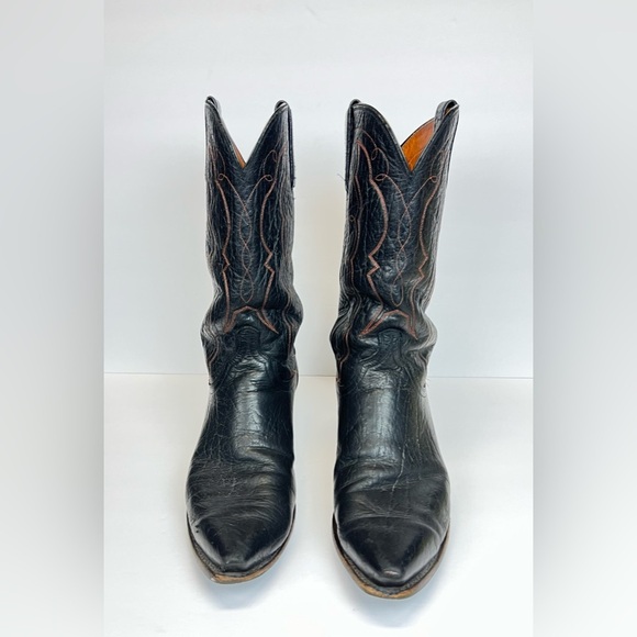 Lucchese Men's Black Leather Western Boot Size 8EE - Picture 1 of 12
